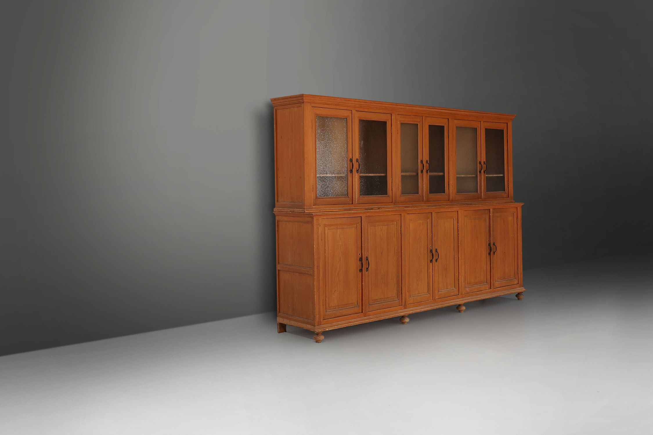 Impressive 12 doors monastery or display cabinet in pine, Belgium, 1890thumbnail